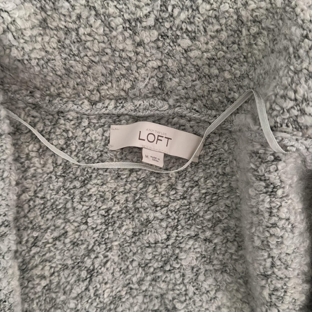 Loft | Soft | Light Gray | Open Front Long Sweater | Wool Blend | size M - Picture 2 of 3